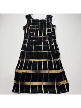 Vintage Steilmann Dress Women's 8 Black Plaid Viscose Tank Lined Party Retro
